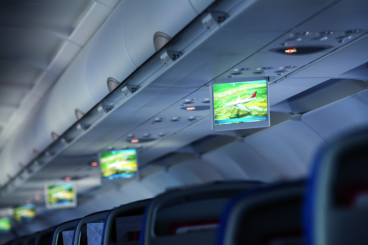 Information display inside passenger airplane